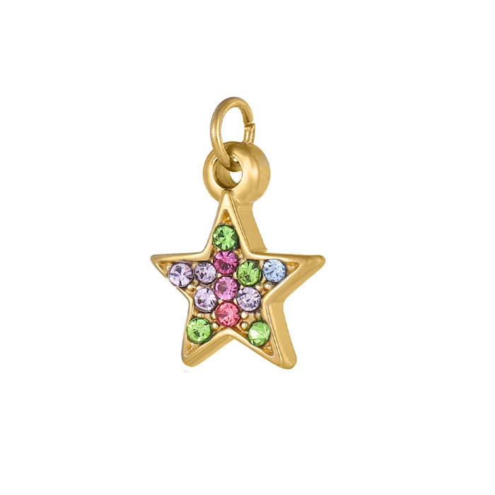 Amazon European and American Cross-Border DIY Jewelry Accessories Micro-Inlaid Pentagram Star Small Pendant Accessories Wholesale