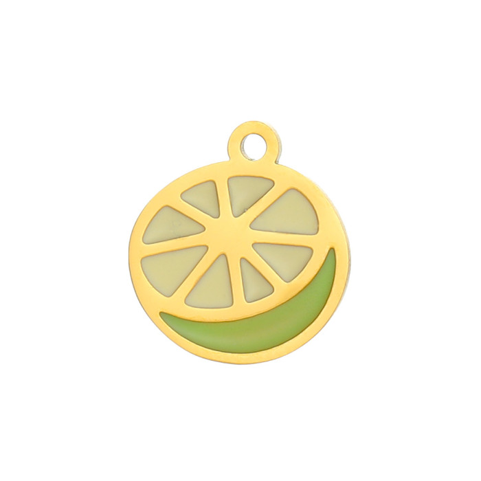 Cross-Border New Summer Fruit Series Jewelry Accessories Oil Drop Stainless Steel Grape Lemon Watermelon DIY Accessories
