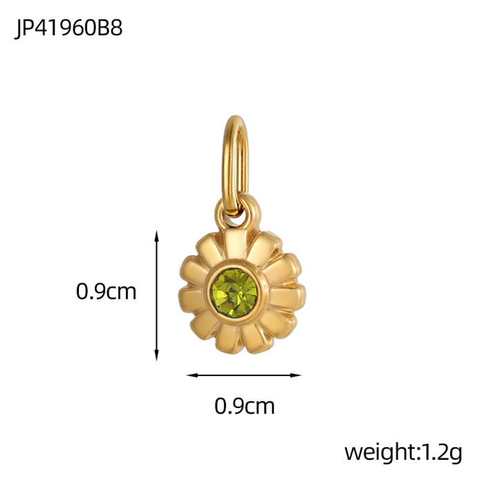 INS Style Eight-Pointed Star Inlaid Natural Stone Multicolor Pendant Stainless Steel DIY Bracelet Pendant, Necklaces