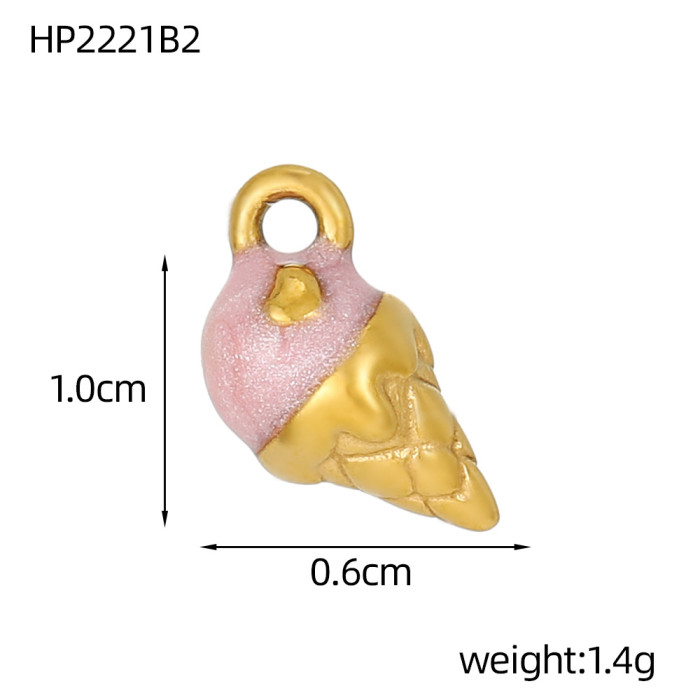 Hot Sale Cute Stainless Steel Drip Oil Ice Cream Watermelon DIY Jewelry Pendant Earrings Bracelet Accessories