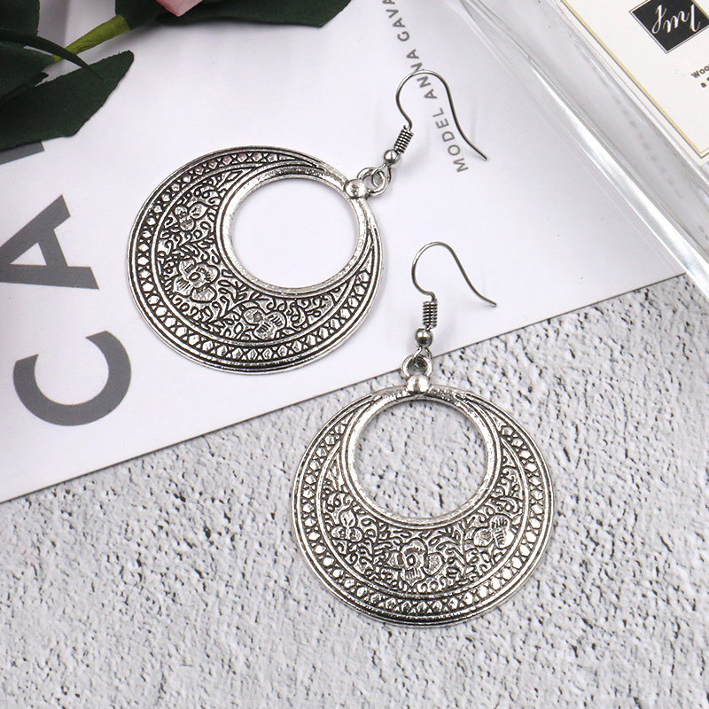 European and American Round Hollow Earrings Creative Retro Alloy Earrings for Women Exaggerated Drop Earrings Wholesale