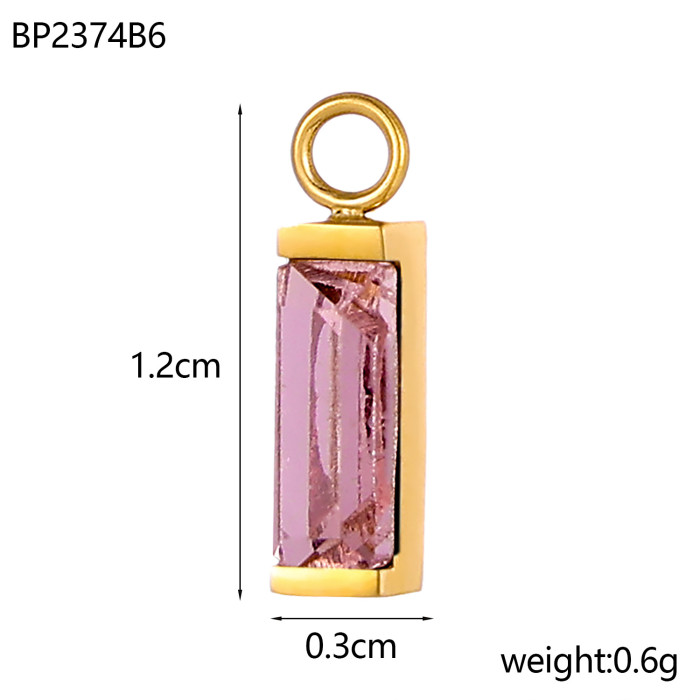 European and American Hot Selling Zircon Inlaid with Edge Small Pendant Color Retention Geometric DIY Handmade Earring Pendant Accessories