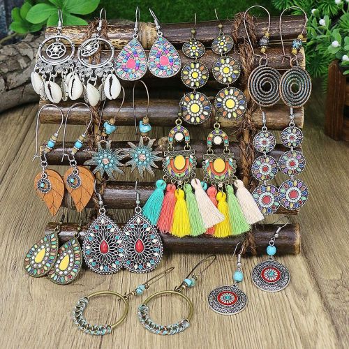 Cross-border Hot Selling Bohemian Style Earring Set European and American Trend Antique Imitation Earrings Amazon Jewelry Manufacturer Wholesale