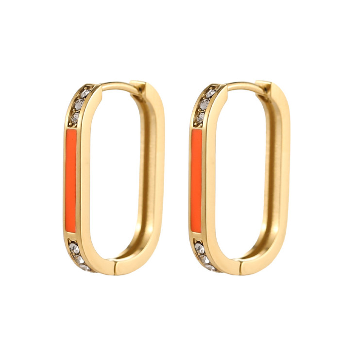 European and American Cross-Border AliExpress Oil Drop Colorful Hoop Micro Pave Zircon Earrings Ear Clips Personality Versatile Ear Jewelry