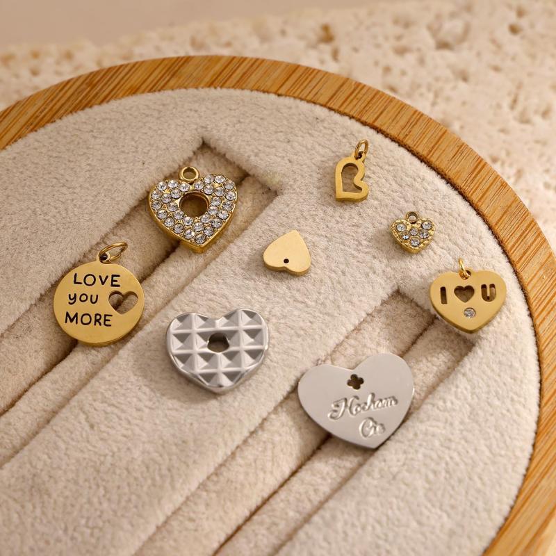 Cross-Border Hot-Selling Fashion Heart Letter Pendant Stainless Steel DIY Jewelry Accessories Factory Direct Wholesale