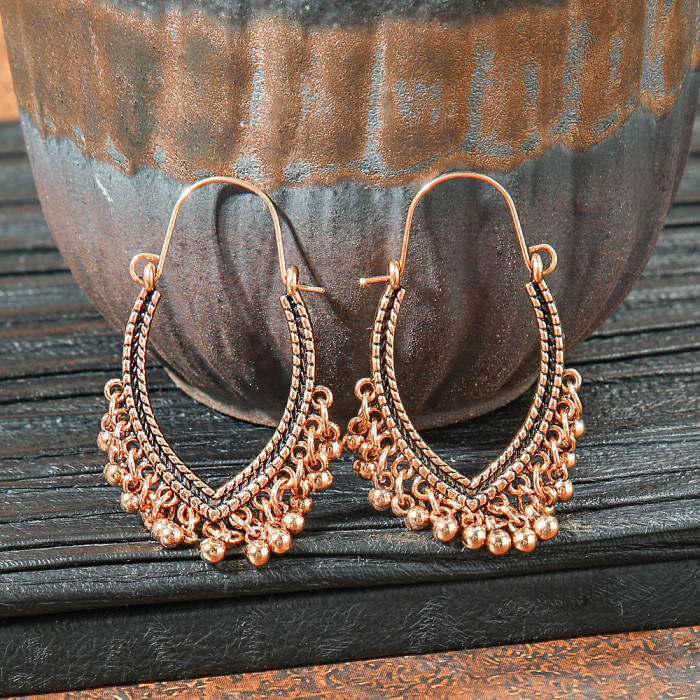 Original Design Retro Ethnic Style Geometric Earrings Yunnan Travel Vacation Style Personality Creative Earrings Yiwu Wholesale