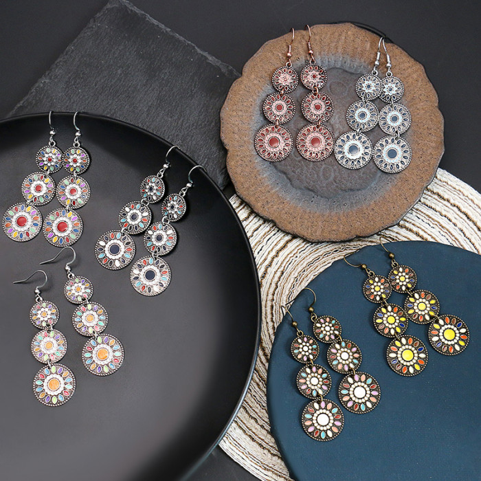 Hot Selling Earring Set Wholesale Bohemian Style Oil Drop Earrings for Women Creative Water Drop Shape Alloy Earrings...