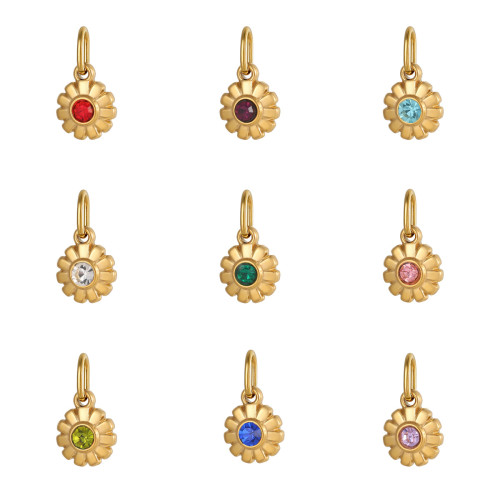 Cross-Border INS Style Eight-Pointed Star Inlaid Natural Stone Multicolor Pendant European and American Stainless Steel European and American DIY Bracelet Pendant