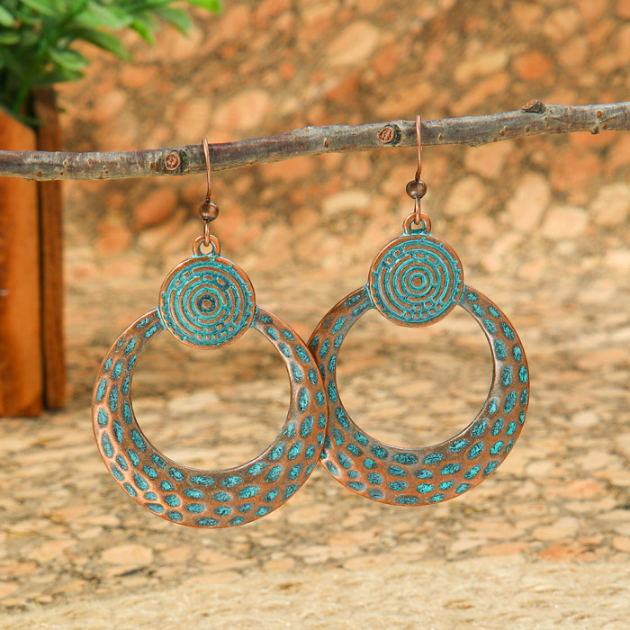 Cross-Border Hot-Selling Bohemian Vacation Style Metal Earrings Vintage Ethnic Style Handmade Earrings High-End Earrings