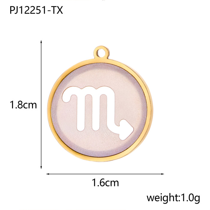 Stainless Steel Jewelry Accessories Twelve Constellations DIY Pendant Titanium Steel High Color Retention Necklace Pe...