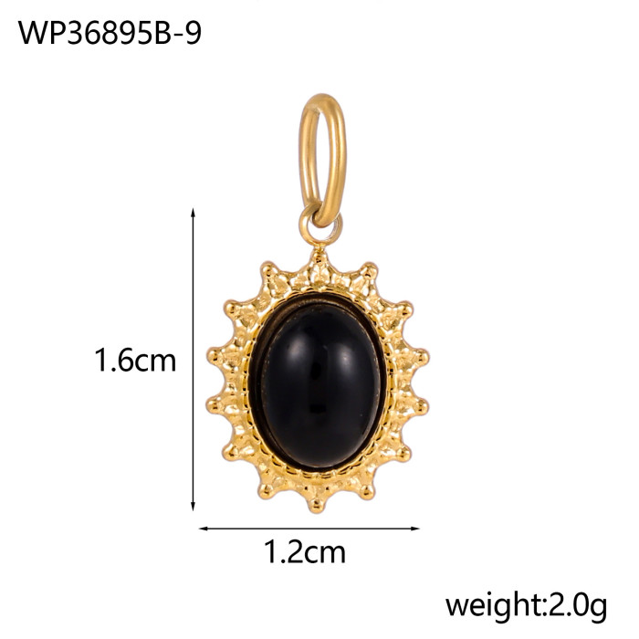 Cross-Border Hot Selling Fashion Titanium Steel Stainless Steel Natural Stone Small Pendant DIY Exquisite Accessories Manufacturer Wholesale