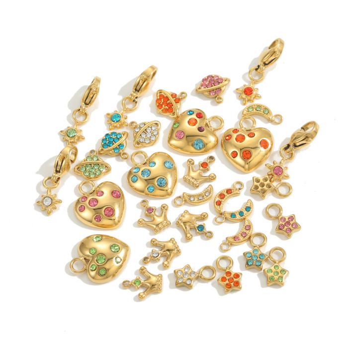 Hot Sale Fashion Simple Light Luxury DIY Geometric Zircon Stainless Steel Accessories Jewelry Wholesale