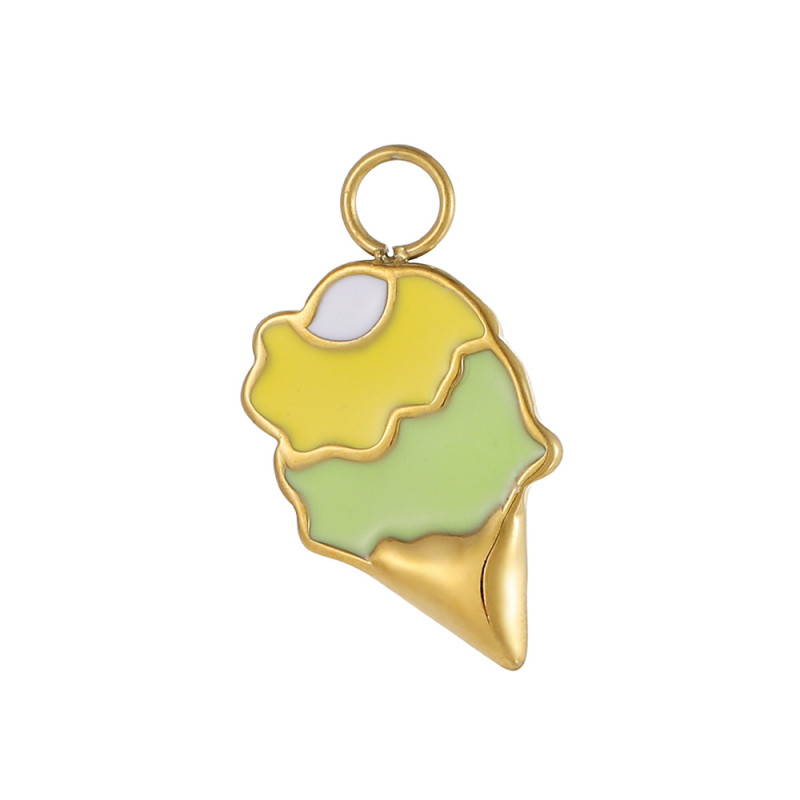 European and American Stainless Steel DIY Fruit Strawberry Ice Cream 3D Pendant Necklace Vacuum Plated Accessories Jewelry Wholesale