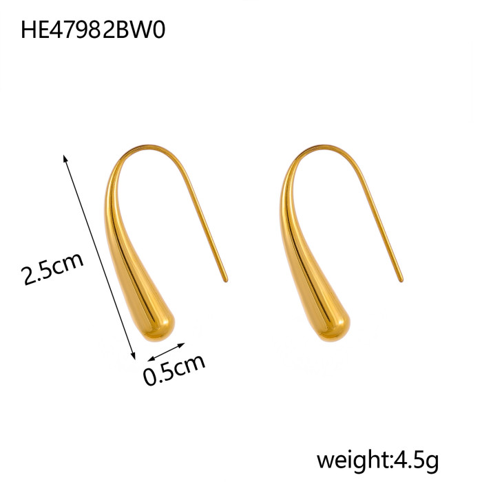Water Drop Ear Hook Stainless Steel 18K Gold Plated Titanium Steel Gourd High-End Angel's Tear Pendant Earrings