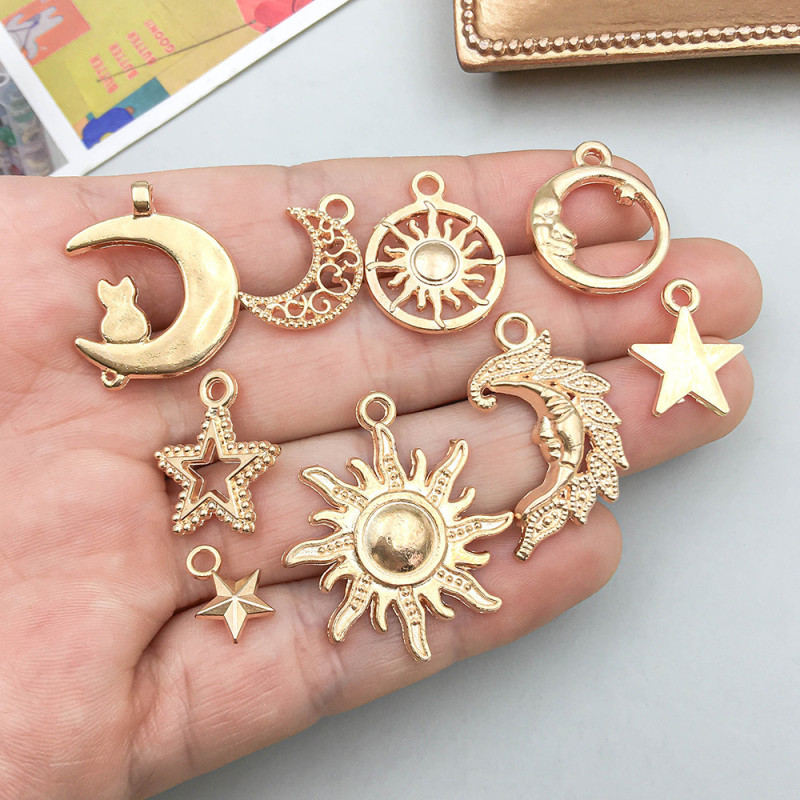 Cross-Border Hot Selling Retro Titanium Steel Sun Moon Small Pendant DIY Jewelry Necklace Bracelet Accessories Pendant