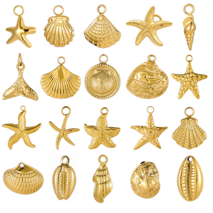 DIY Jewelry Accessories Stainless Steel Ocean Series Pendant Mermaid Shell Starfish Bracelet Necklace Pendant