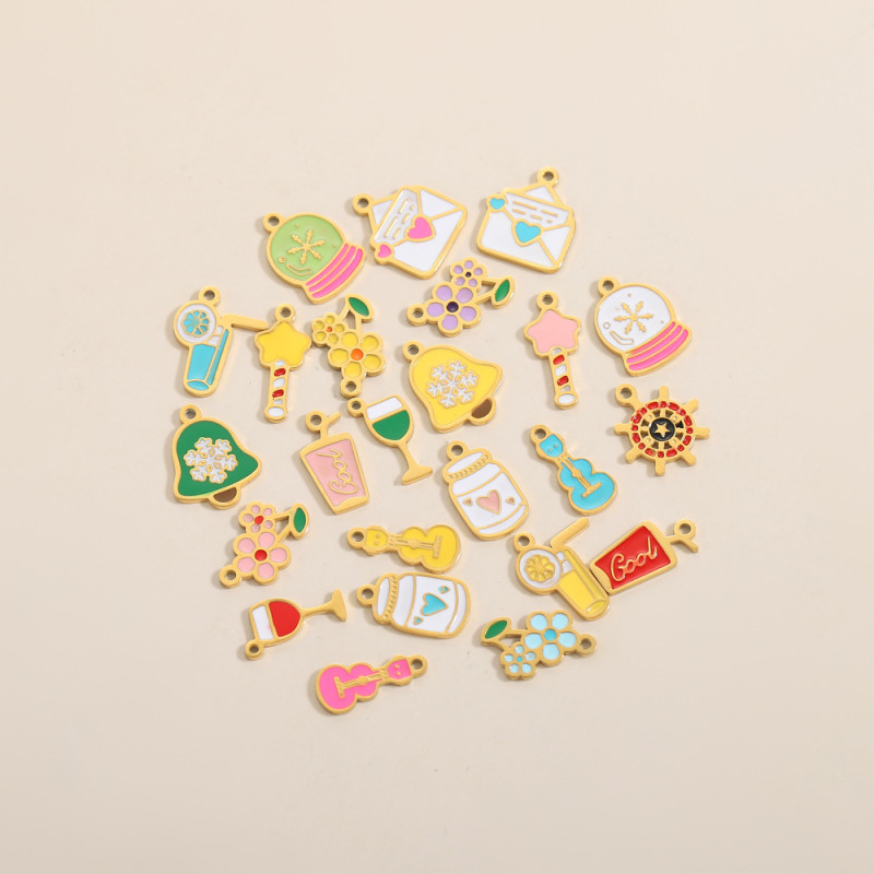 Oil Drop Stainless Steel Summer Ocean Beach Series Jewelry Accessories DIY Bracelet Necklace Earrings Pendant Accessories