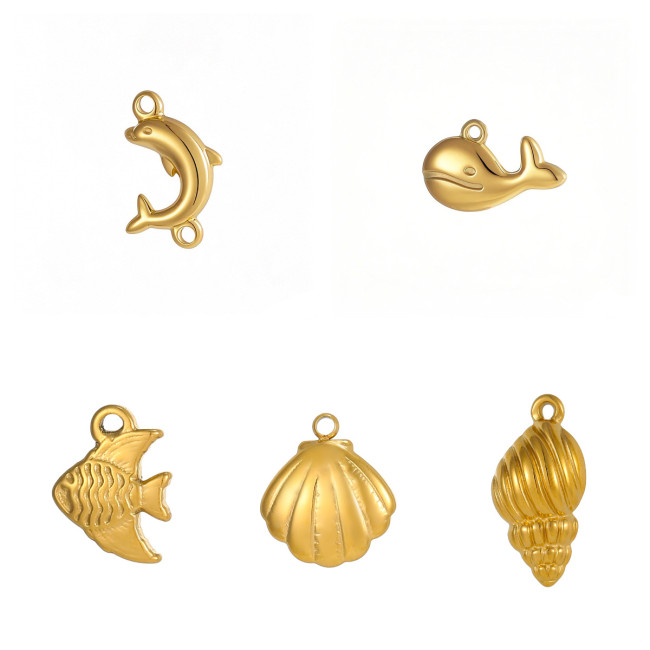 Stainless Steel Ocean Series Pendant Mermaid Shell Starfish Bracelet Necklace Pendant DIY Jewelry Accessories