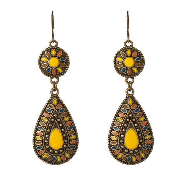 Hot Selling Earring Set Wholesale Bohemian Style Oil Drop Earrings for Women Creative Water Drop Shape Alloy Earrings...