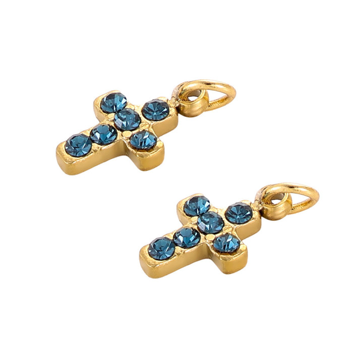 European and American Cross-Border Hot Selling Cross Pendant with Rhinestones DIY Accessories Handmade Jewelry Wholesale