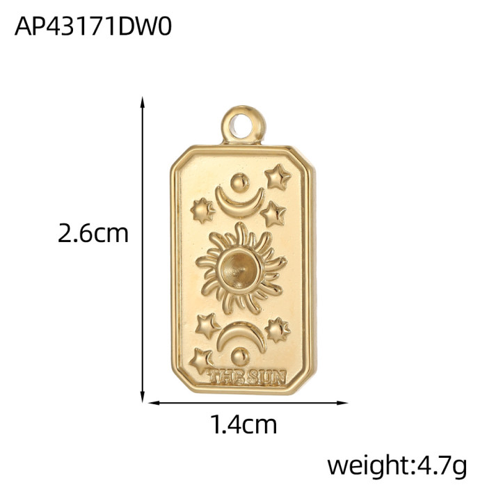 Cross-Border European and American Hot-Selling DIY Popular Stainless Steel Rectangular Tarot Card Starry Sky Pendant Jewelry Accessories Wholesale