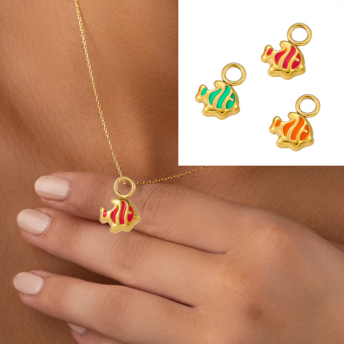 European and American Cross-Border New Hot-Selling Small Fish Stainless Steel Pendant Necklace Daily Commuting Necklace Accessories Jewelry Wholesale