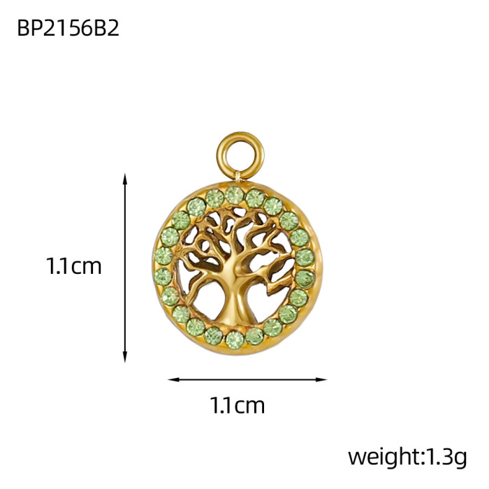 DIY Jewelry Accessories Stainless Steel Micro Pave Zircon Round Hollow Tree of Life Pendant DIY Jewelry Accessories W...
