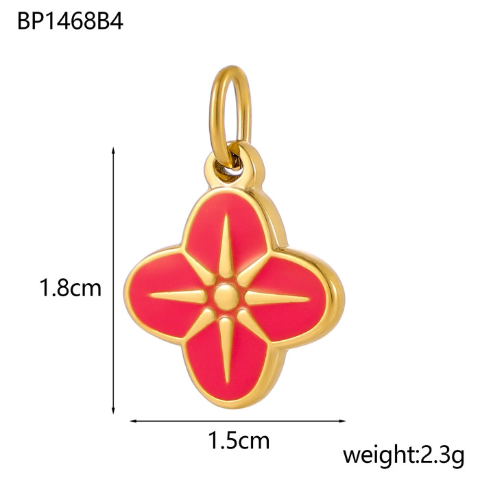 Cross-Border Colorful Oil Drop Flower DIY Stainless Steel Pendant Fresh Sweet Versatile Enamel Color Small Flower Jewelry Accessories