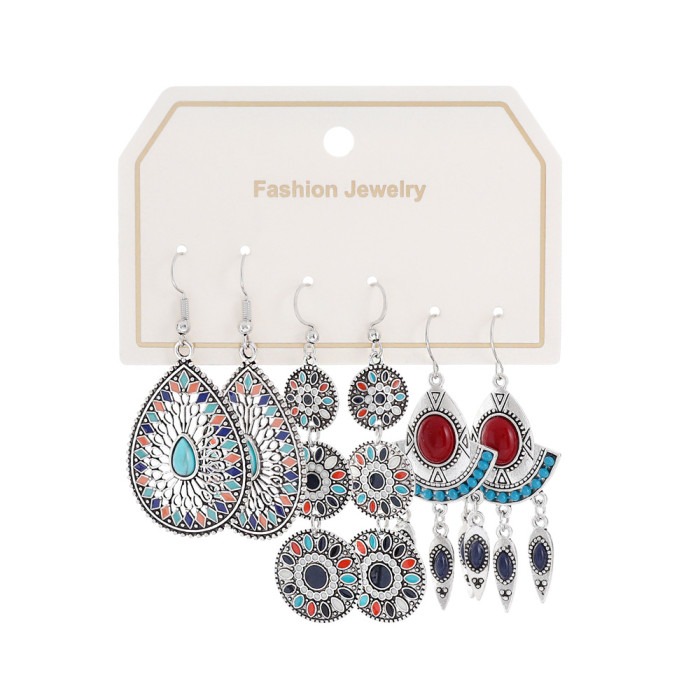 New Hot Selling Retro Fashion Earrings Popular Alloy Earrings Ethnic Style Vacation Earrings Wholesale