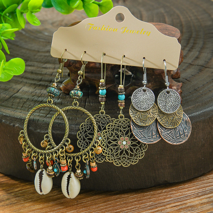 Hot-Selling Bohemian Style Hollow Tassel Earrings Personality Versatile Fishbone Accessories Water Drop Earrings Whol...