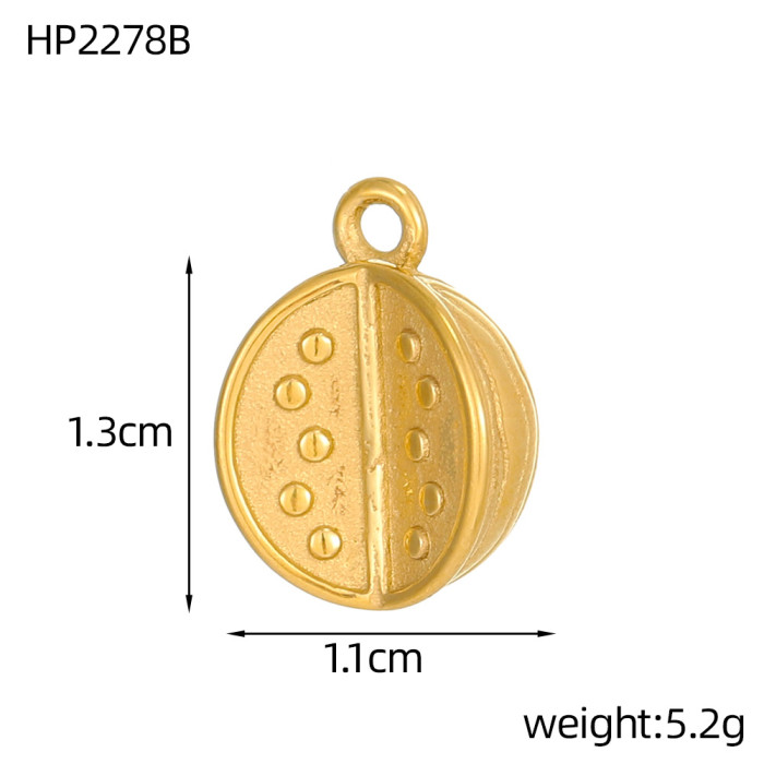 Amazon New 3D Geometric Fruit Ice Cream Stainless Steel Accessories DIY Pendant Charms Bracelet Wholesale, Necklaces