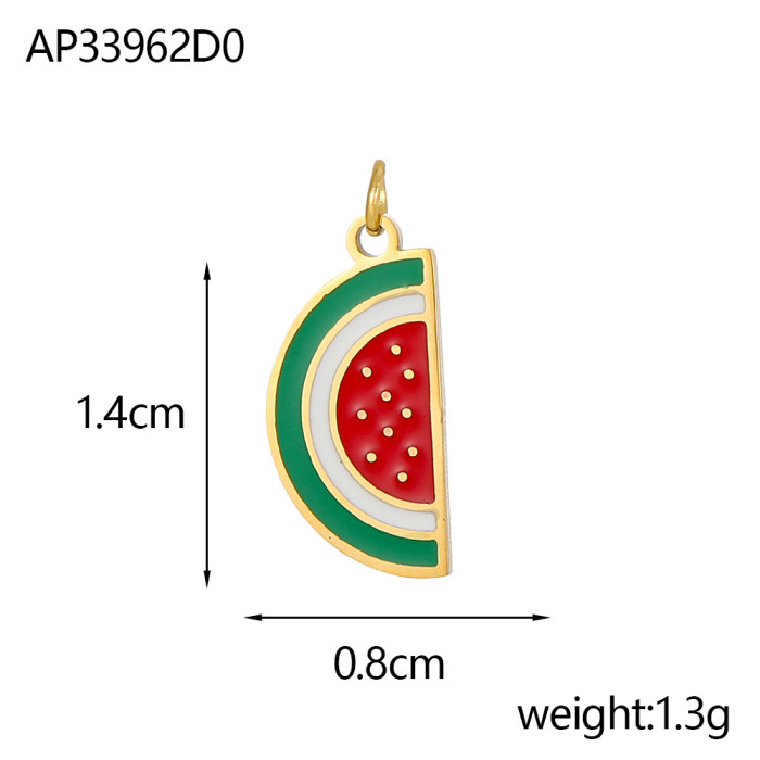 Mini DIY Fruit Pendant Pineapple Strawberry Cherry Apple Watermelon Stainless Steel Pendant Bracelet Necklace Accesso...