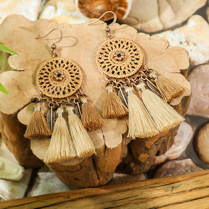 Wholesale Bohemian Style Handmade Tassel Earrings Fashionable Design Versatile Drop Earrings