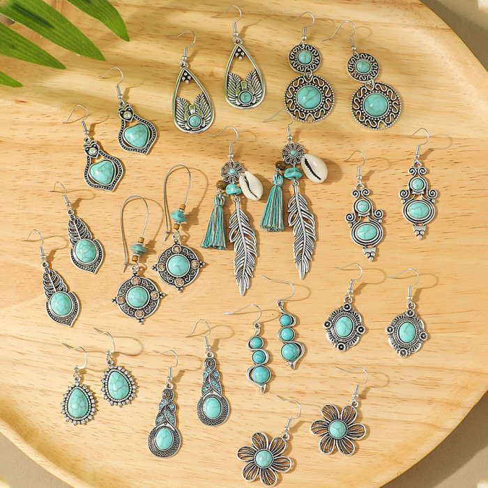 Cross-border Hot Selling Bohemian Style Earring Set European and American Trend Antique Imitation Earrings Amazon Jewelry Manufacturer Wholesale