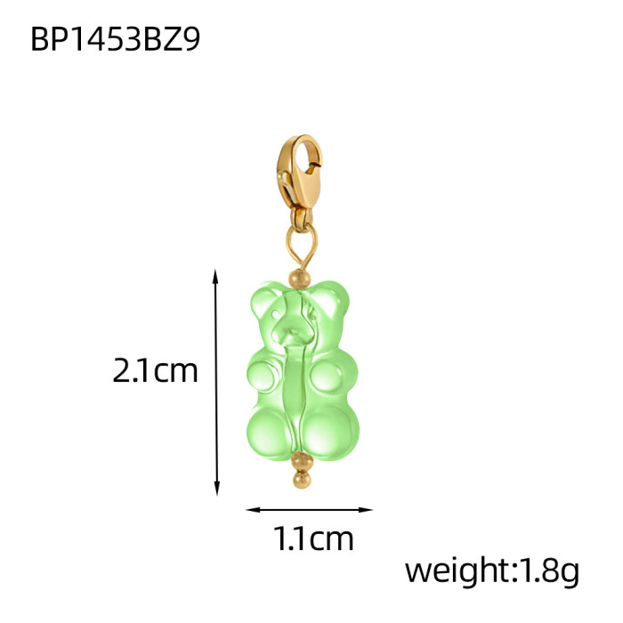 Korean Style Cute Cartoon Pink Bear Pendant Gold Earrings Simple Elegant Versatile Accessories Wholesale