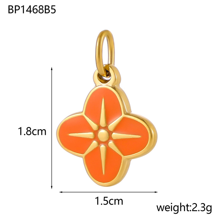 Cross-Border Colorful Oil Drop Flower DIY Stainless Steel Pendant Fresh Sweet Versatile Enamel Color Small Flower Jewelry Accessories
