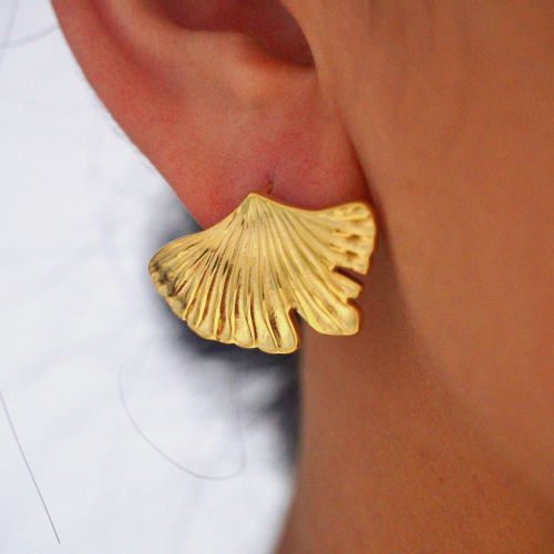 New NS Internet Celebrity Style Trendy Earrings Irregular Maple Leaf Stainless Steel 14K Gold Stud Earrings Fashionable Unique Niche