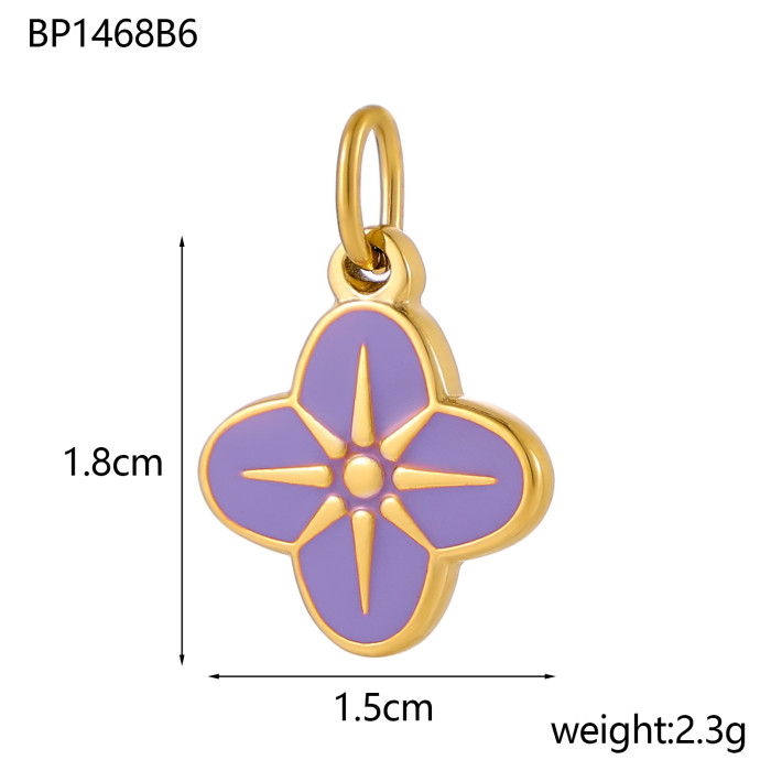 Cross-Border Colorful Oil Drop Flower DIY Stainless Steel Pendant Fresh Sweet Versatile Enamel Color Small Flower Jewelry Accessories