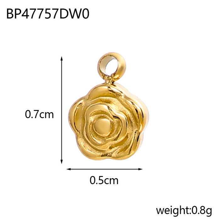 Stainless Steel Multi-style Jewelry Accessories DIY Handmade Flower Leaf Round Small Pendant Jewelry Accessories