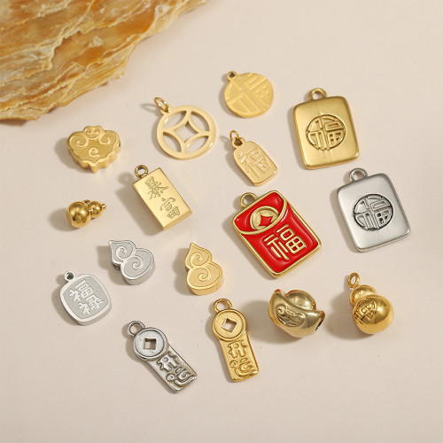 New Stainless Steel Ruyi Auspicious Pendant for Women Vintage Style Silver DIY Necklace Bracelet Wristband Versatile Pendant