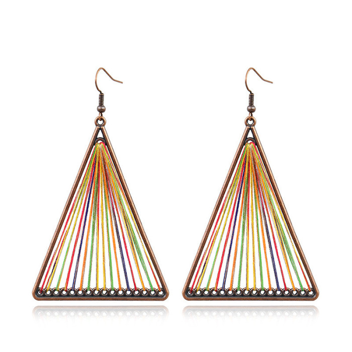 Original Fashion Handmade Woven Earrings Fashion Retro Large Hoop Earrings for Women Bohemian Hollow Jewelry Wholesale
