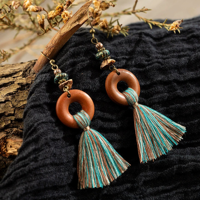 Cross-Border Hot-Selling Bohemian Vacation Style Metal Earrings Vintage Ethnic Style Handmade Earrings High-End Earrings