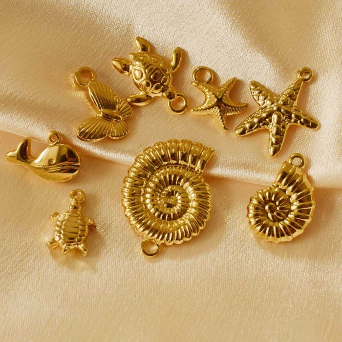 DIY Jewelry Accessories Stainless Steel Ocean Series Pendant Mermaid Shell Starfish Bracelet Necklace Pendant