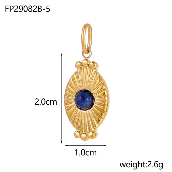 European and American INS Style Light Luxury High-End Natural Stone Inlaid Titanium Steel Pendant French Retro Stainless Steel DIY Jewelry Accessories