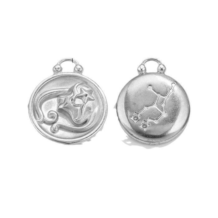 Hot-Selling Fashion Zodiac 18K Gold Pendant Bracelet Necklace Accessories Titanium Steel DIY Jewelry Components