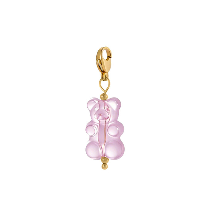 Korean Style Cute Cartoon Pink Bear Pendant Gold Earrings Simple Elegant Versatile Accessories Wholesale