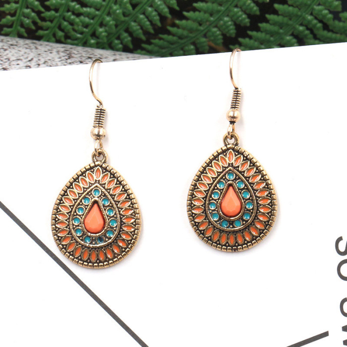 Exaggerated Exotic Style Long Earrings Creative Geometric Water Drop Alloy Oil Drop Tassel Earrings Vintage Ear Jewelry