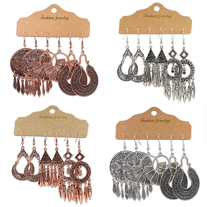 Fashion Metal Earrings Baroque Personality Accessories Retro Matte New European and American Exaggerated Earrings Ear Pendants Jewelry