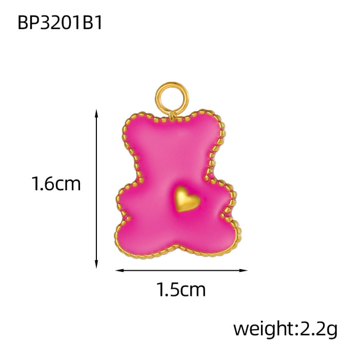European and American Cross-Border Hot Sale Fashionable Light Luxury Stainless Steel Bear DIY Accessories Jewelry Wholesale