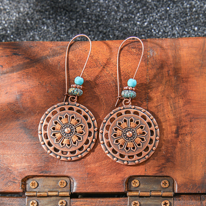 Vintage Fashion Bohemian Style Handmade Tassel Earrings Original Design Heart-shaped Geometric Earrings Feather Drop...